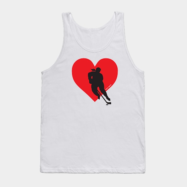 Women's Love Heart Hockey Tank Top by SaucyMittsHockey